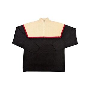 Vintage Britches Ski Sweater Men's Large 1/4 Zip Pullover Cream and Red